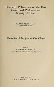 Cover of: Memoirs of Benjamin Van Cleve by Benjamin Van Cleve