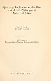Cover of: Brief accounts of journeys in the western country, 1809-1812. by Peyton Short
