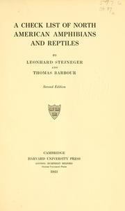 A check list of North American amphibians and reptiles by Leonhard Stejneger