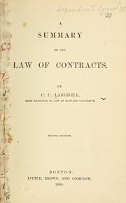 Cover of: summary of the law of contracts.