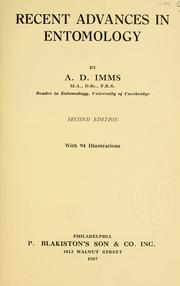 Cover of: Recent advances in entomology by A. D. Imms
