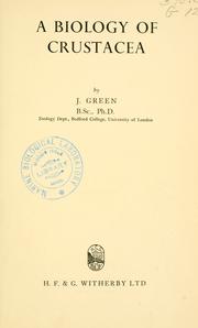 Cover of: A biology of Crustacea.