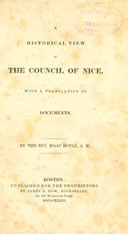 Cover of: Historical view of the Council of Nice: with a translation of documents.