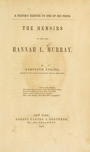 Cover of: A pastor's tribute to one of his flock.: The memoirs of the late Hannah L. Murray.