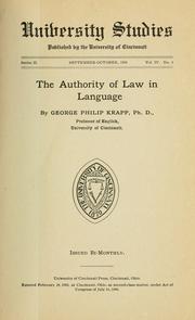 The authority of law in language by George Philip Krapp