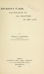 Front cover of Student's cases by Petrides, Philip Bertie Sir