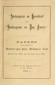 Cover of: "Shakespeare on horseback" and "Shakespeare no dog fancier" by Charles E. Flower