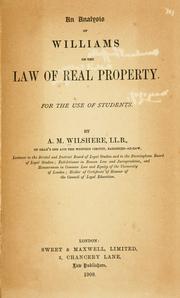 Cover of: An analysis of Williams on the law of real property: for the use of students.