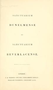 Cover of: Sanctuarium dunelmense et Sanctuarium beverlacense