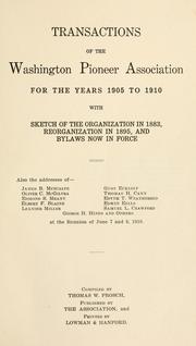 Cover of: Transactions of the Washington Pioneer Association for the years 1905 to 1910