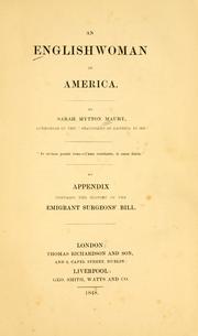 Cover of: An Englishwoman in America. by Sarah (Sarah Mytton Hughes) Maury