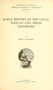 Cover of: Early history of the Creek Indians and their neighbors