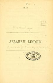 Cover of: ...Abraham Lincoln. by Union League of Philadelphia