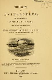 Cover of: Thoughts on animalcules: or, A glimpse of the invisible world revealed by the microscope