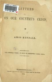 Cover of: Letters on our country's crisis