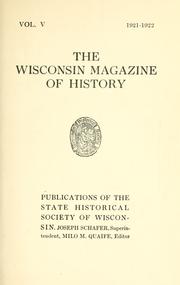 Cover of: Wisconsin magazine of history.