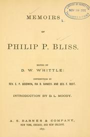 Cover of: Memoirs of Philip P. Bliss
