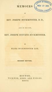 Cover of: Memoirs of Rev. Joseph Buckminster, D.D. by Eliza Buckminster Lee