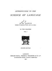 Cover of: Introduction to the science of language. by Archibald Henry Sayce