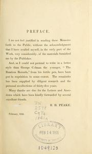 Cover of: Memoirs of the Colman family, including their correspondence with the most distinguished personages of their time. by Richard Brinsley Peake, Richard Brinsley Peake