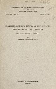 Cover of: English German literary influences by Lawrence Marsden Price