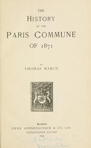 Cover of: The history of the Paris Commune of 1871 ...