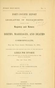 Cover of: Annual report - vital statistics of Massachusetts. (title varies). by Massachusetts. Dept. of Public Health.