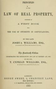 Cover of: Principles of the law of real property by Joshua Williams, Joshua Williams