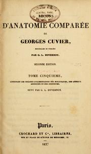 Cover of: Lecons d'anatomie comparée by Baron Georges Cuvier