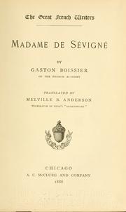 Cover of: Madame de Se©Øvign©Øe