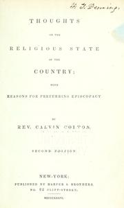 Cover of: Thoughts on the religious state of the country by Calvin Colton, Calvin Colton