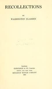 Cover of: Recollections by Washington Gladden