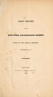 Cover of: Report of the New-York colonization society, 1st Oct. 29, 1823.