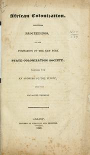 Cover of: African colonization. by New-York state colonization society