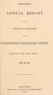 Cover of: Annual report. by Massachusetts colonization society