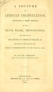 Cover of: A lecture on African colonization. by David Christy, David Christy