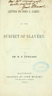 Cover of: Letter to John L. Carey by Richard Sprigg Steuart
