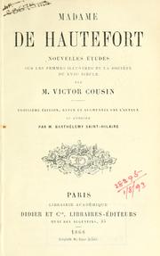 Cover of: Madame de Hautefort by Cousin, Victor
