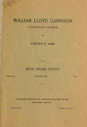 Cover of: William Lloyd Garrison by Wise, Stephen Samuel