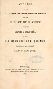 Cover of: Address to the citizens of the United States of America on the subject of slavery