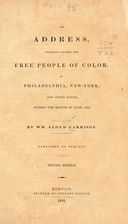 Cover of: address, delivered before the free people of color, in Philadelphia