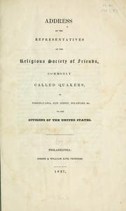 Cover of: Address of the representatives of the religious Society of Friends