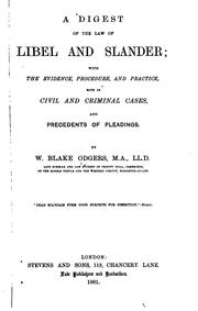 Cover of A digest of the law of libel and slander