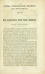 Cover of: No failure for the North. by 