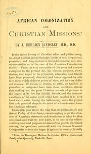 Cover of: African colonization and Christian missions