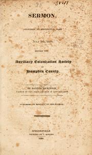 Cover of: Sermon, delivered at Springfield, Mass., July 4th, 1829, before the Auxiliary Colonization Society of Hampden County.