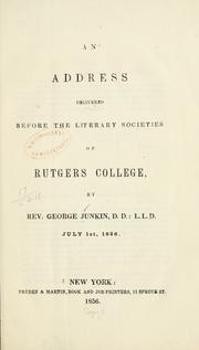 Cover of: address delivered before the literary societies of Rutgers College