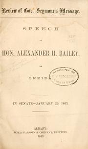 Review of Gov. Seymour's message by Alexander H. Bailey