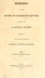 Cover of: Remarks on the review of Inchiquin's letters: published in the Quarterly review ; addressed to the Right Honourable George Canning, esquire