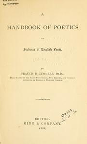 Cover of: A handbook of poetics, for students of English verse. by Francis Barton Gummere